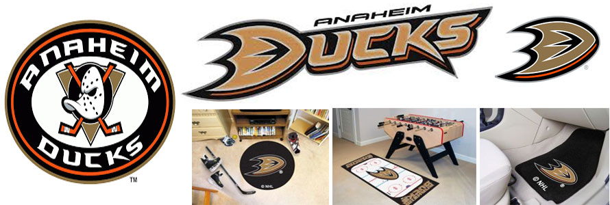 Anaheim Ducks header image created by everything doormats featuring images products offered on our website, the teamsÃ¢â‚¬â„¢ logo and name.