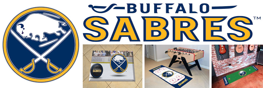 Buffalo Sabres header image created by everything doormats featuring images products offered on our website, the teamsÃ¢â‚¬â„¢ logo and name.