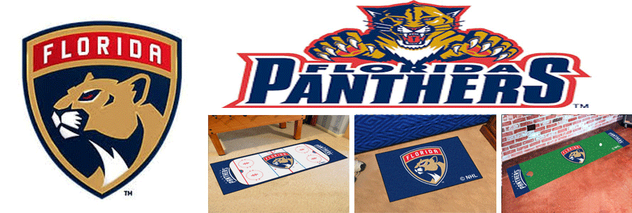 Florida Panthers header image created by everything doormats featuring images products offered on our website, the teamsÃ¢â‚¬â„¢ logo and name.