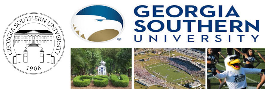 Georgia Southern University crest, sweatheart circle, football stadium and mascot in an image by everything doormats.