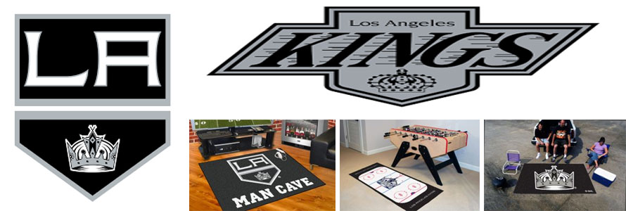 Los Angeles Kings header image created by everything doormats featuring images products offered on our website, the teamsÃ¢â‚¬â„¢ logo and name.