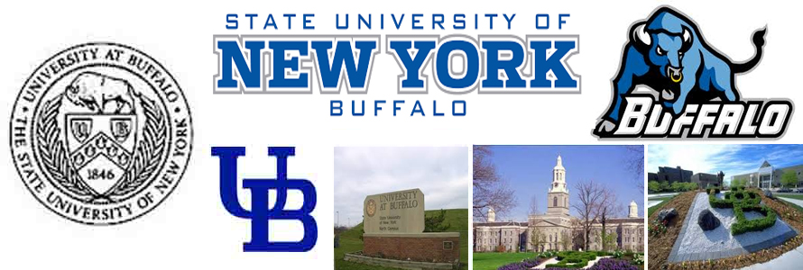SUNY Buffalo crest, logo, mascot and campus images for the Buffalo Bulls.