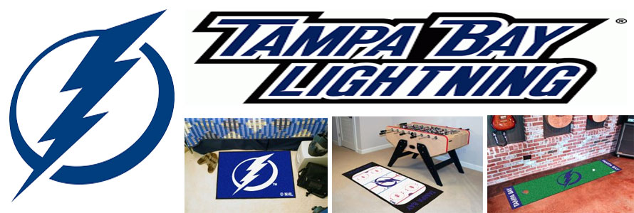 Tampa Bay Lightning header image created by everything doormats featuring images products offered on our website, the teamsÃ¢â‚¬â„¢ logo and name.