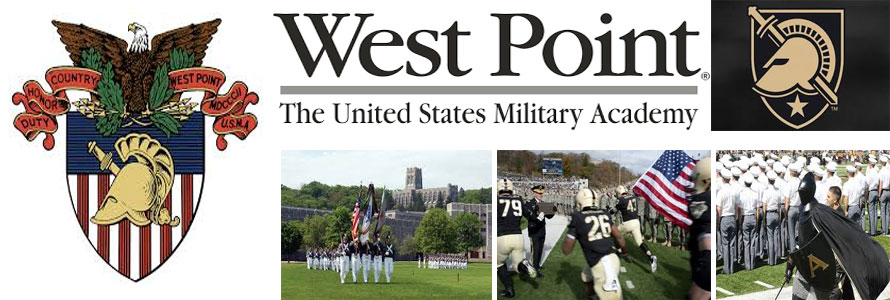 United State Military Academy at West Point school crest, sports logo, campus grounds, football and mascot in an image by Everything Doormats.