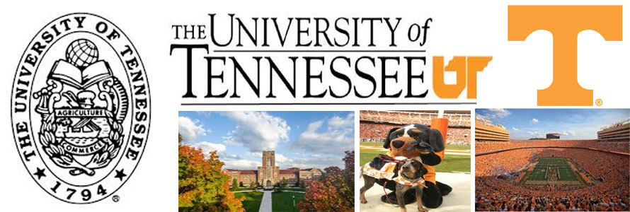 University of Tennessee header image created by everything doormats featuring images of the school seal, name, mascot, logo campus and other images.