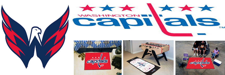 Washington Capitals header image created by everything doormats featuring images products offered on our website, the teamsÃ¢â‚¬â„¢ logo and name.