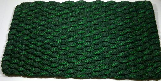 Striped Forest Green Flat Rope Hand Woven USA Made Doormat