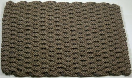 Brown and Tan 50 x 50 Striped Rockport Rope Hand Woven Floor Mat