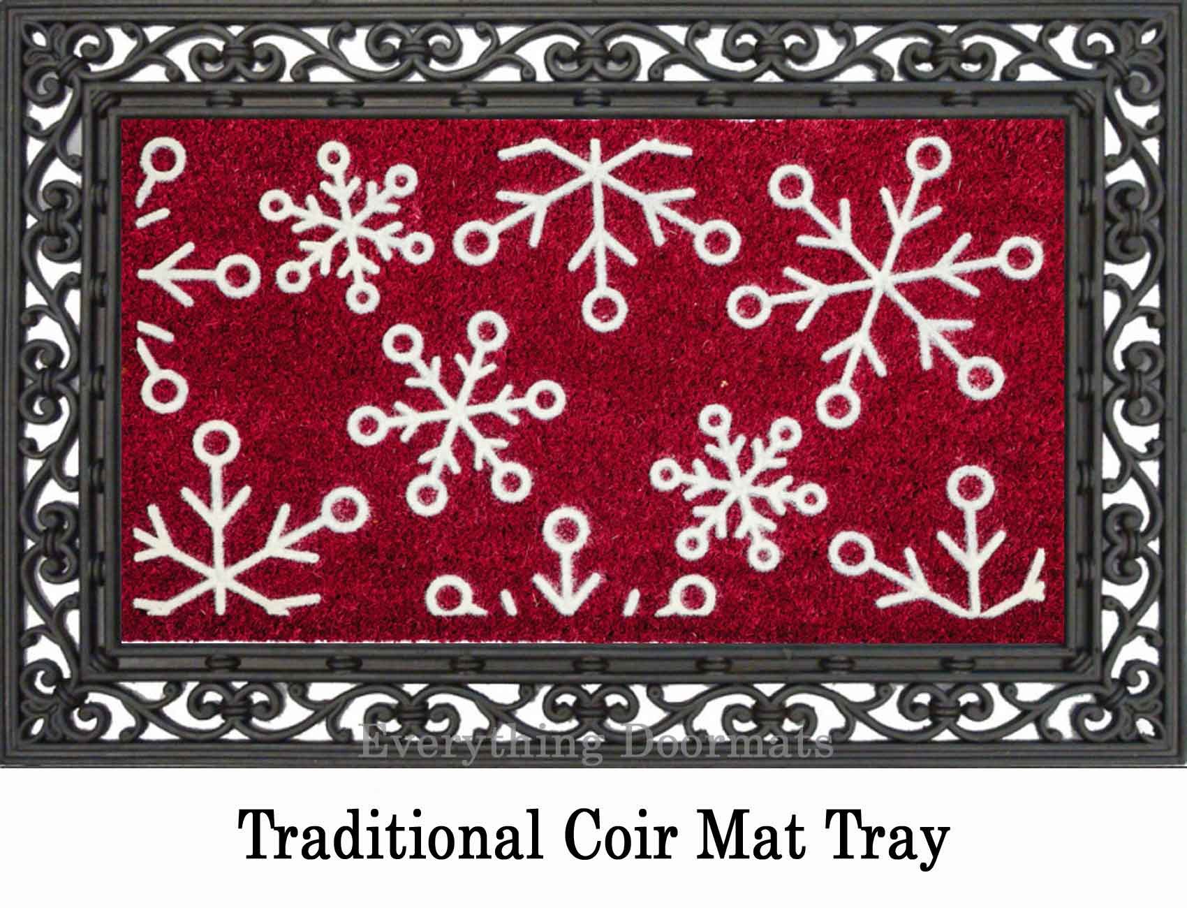 Coco Coir Snowflakes Flocked Doormat 16 x 28