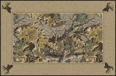 Advantage Realtree Bordered Leaves & Branches Camouflage Area Rug