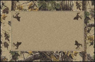 X-Tra Brown Realtree Bordered Tree & Leaves Camouflage Area Rug