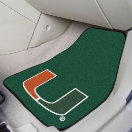 University of Miami Licensed  2pc Printed Carpet Car Mat Set