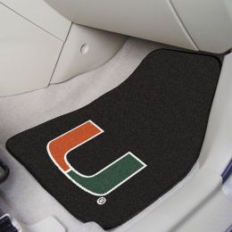 University of Miami Vinyl Backed 2pc Printed Carpet Car Mat Set