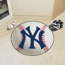 New York Yankees Baseball Shaped Area Rug â€“ 22 x 35