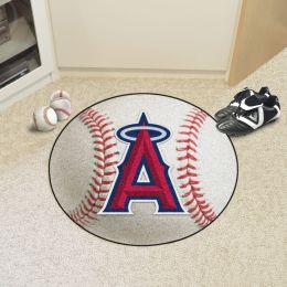 Los Angeles Angels Baseball Shaped Area Rug â€“ 22 x 35