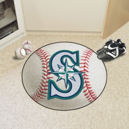 Seattle Mariners Baseball Shaped Area Rug â€“ 22 x 35