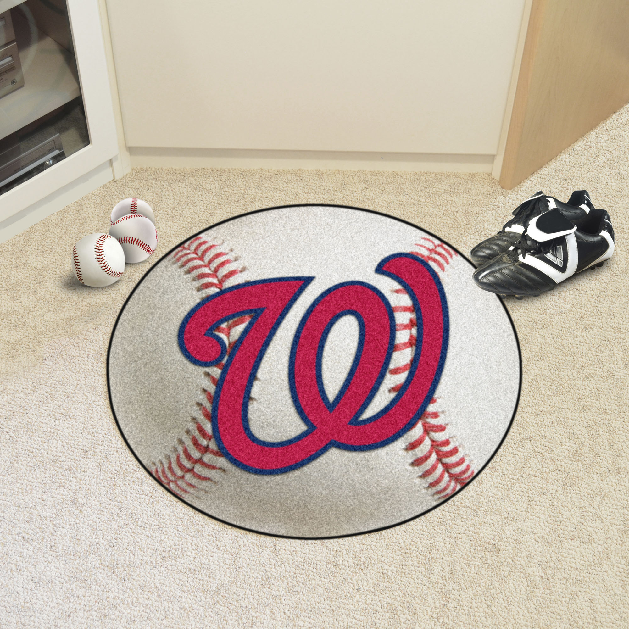 Washington Nationals Baseball Shaped Area Rug â€“ 22 x 35
