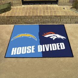 Chargers - Broncos House Divided Mat - 34 x 45