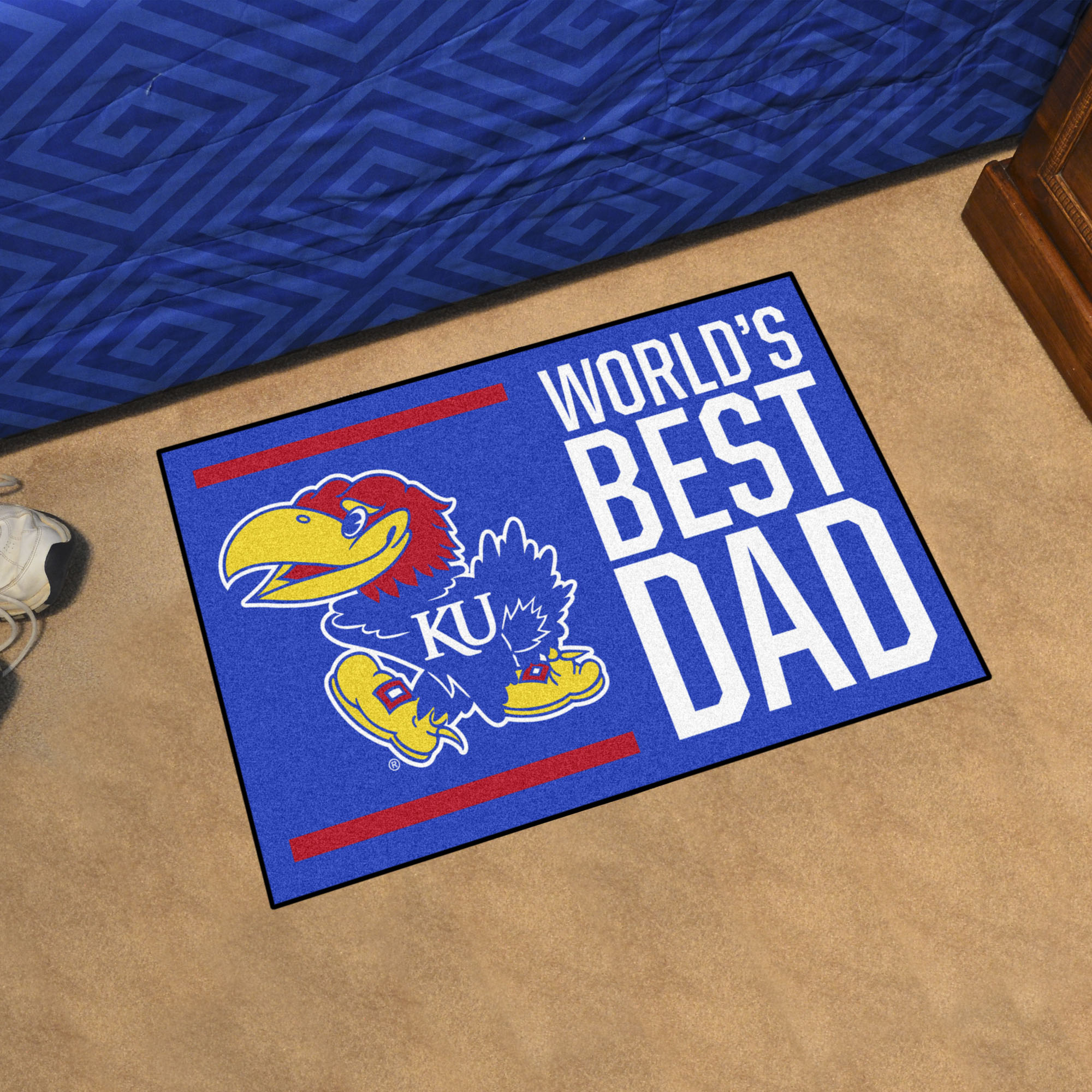 Kansas Jayhawks Worldâ€™s Best Dad Starter Doormat - 19 x 30