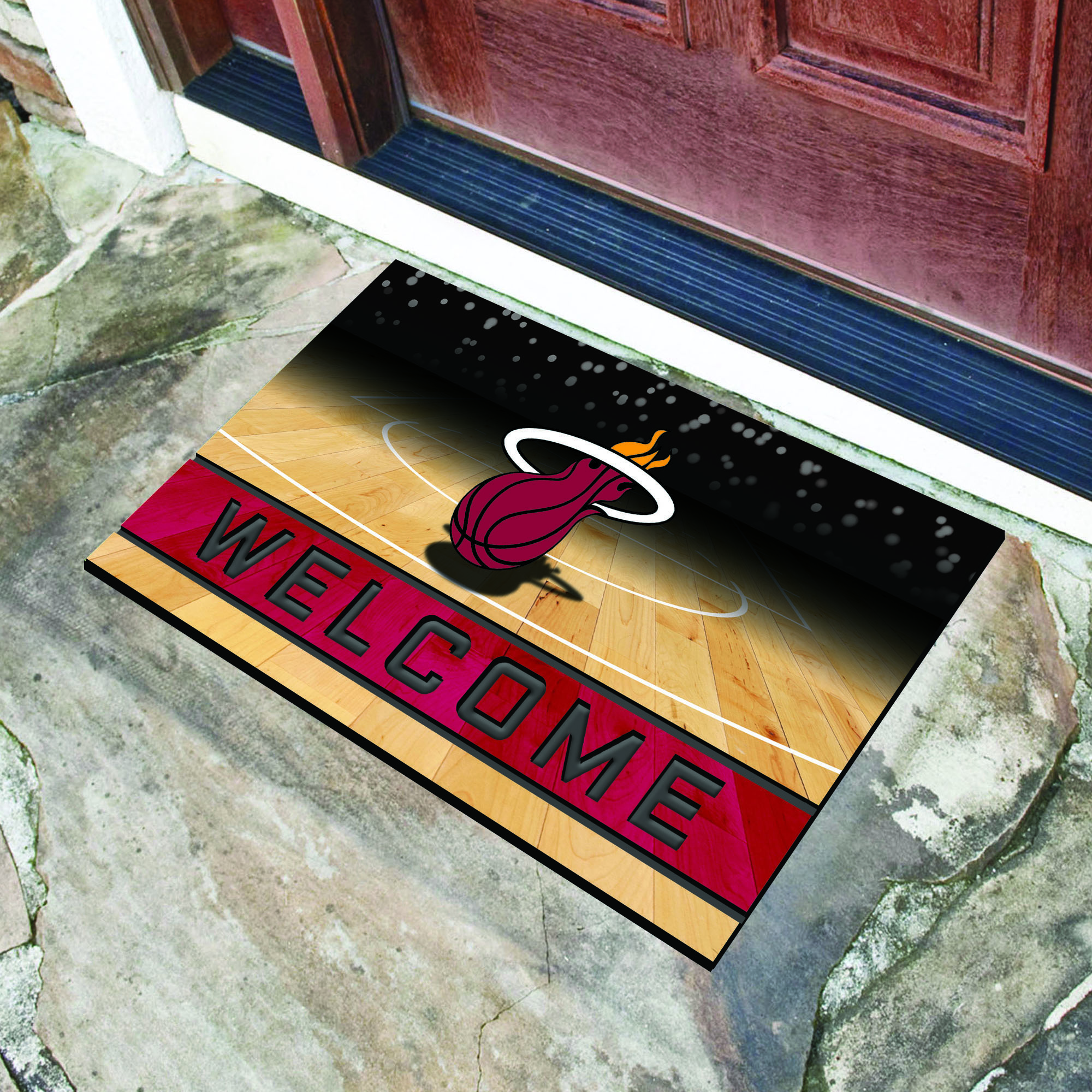 Miami Heat Flocked Rubber Doormat - 18 x 30