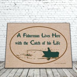 Olefin Indoor & Outdoor Doormat - Fisherman Lives Here