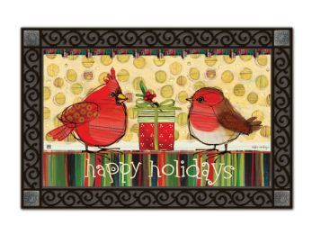 Indoor & Outdoor MatMates Doormat - Happy Holidays Cardinal
