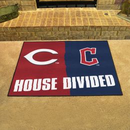 Cincinnati Redsâ€“ Cleveland Guardians House Divided Mat - 34 x 45