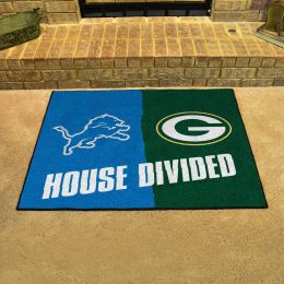 Detroit Lionsâ€“ Green Bay Packers House Divided Mat - 34 x 45