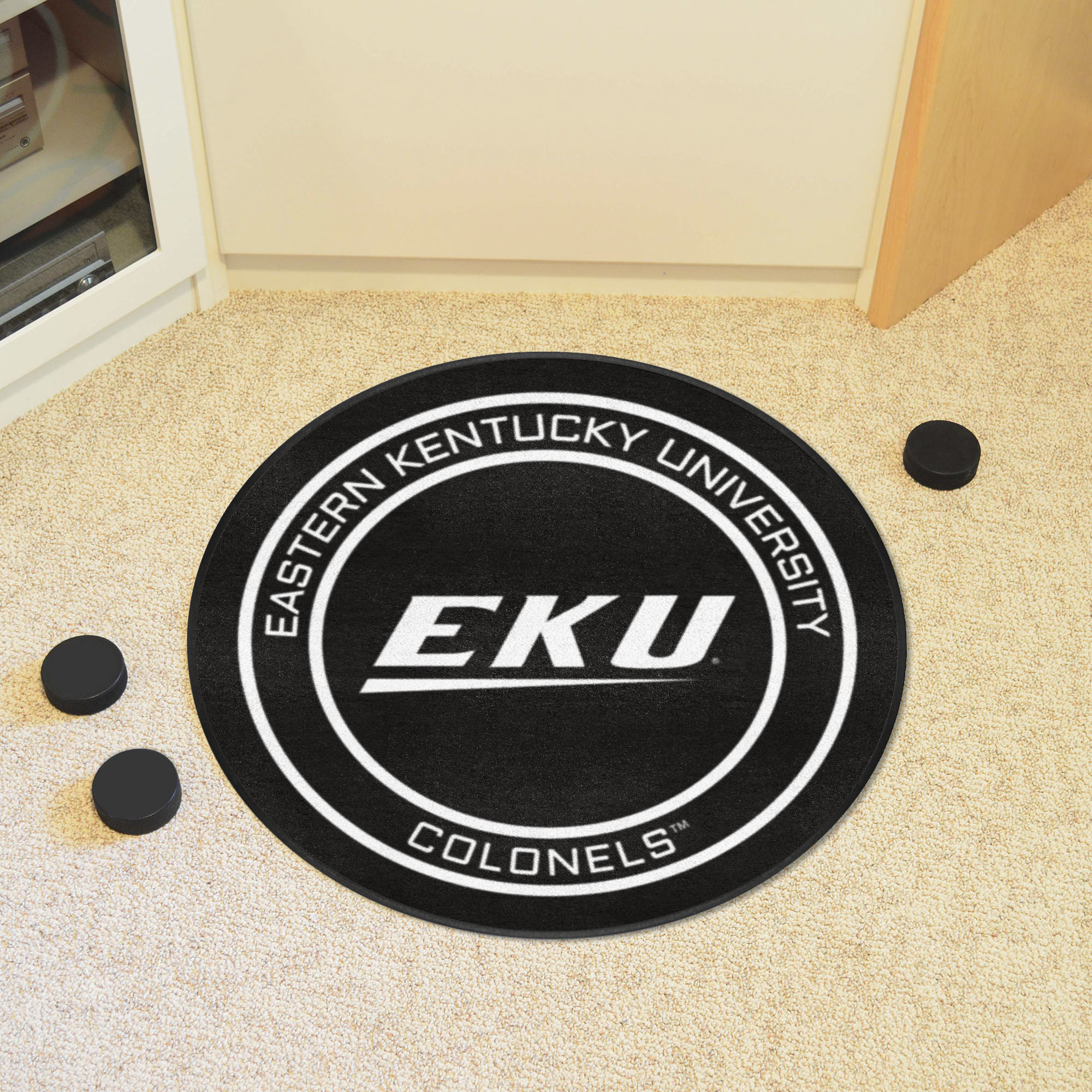Eastern Kentucky Colonels Hockey Puck Shaped Area Rug