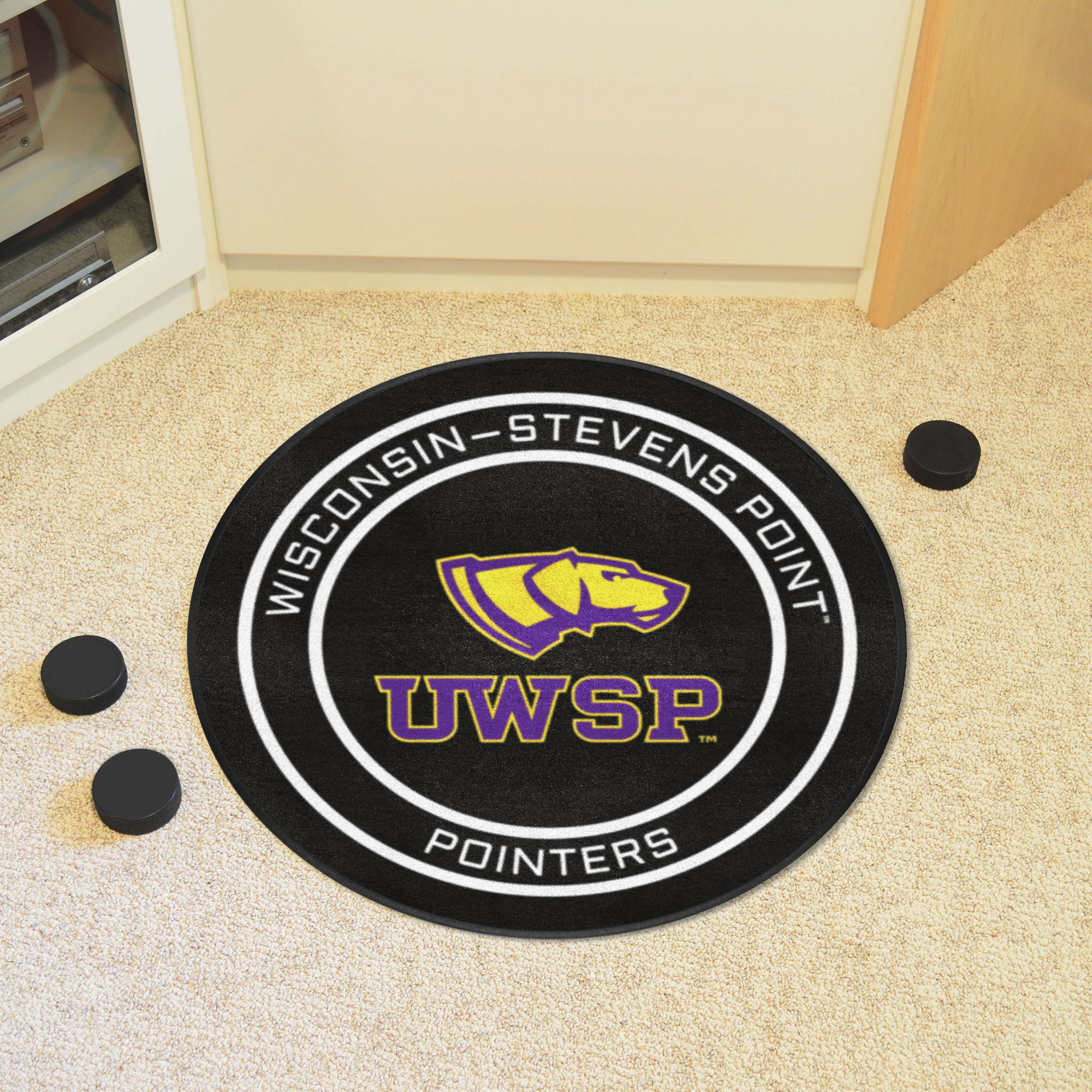 Wisconsin-Stevens Point Pointers Hockey Puck Shaped Area Rug