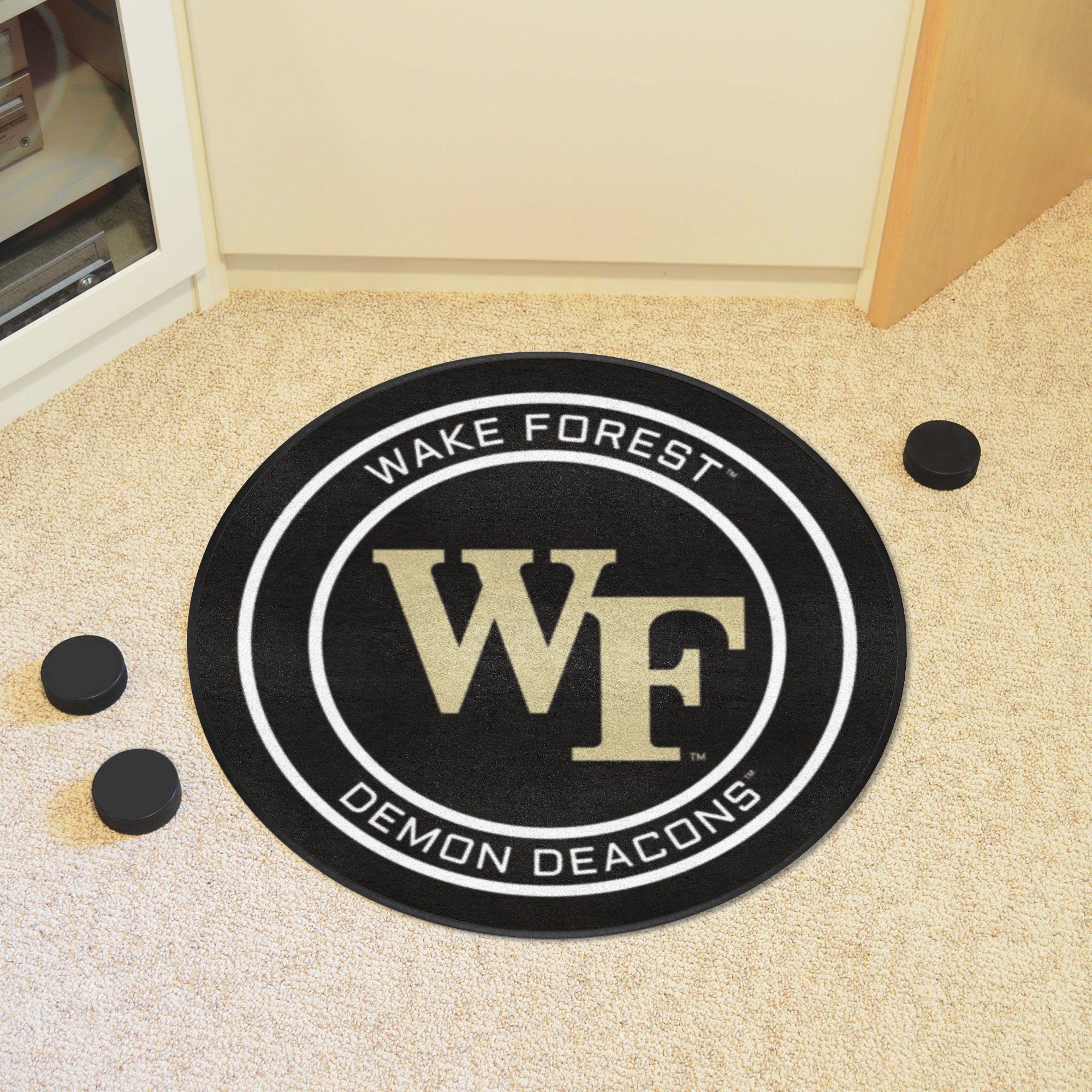 Wake Forest Demon Deacons Hockey Puck Shaped Area Rug