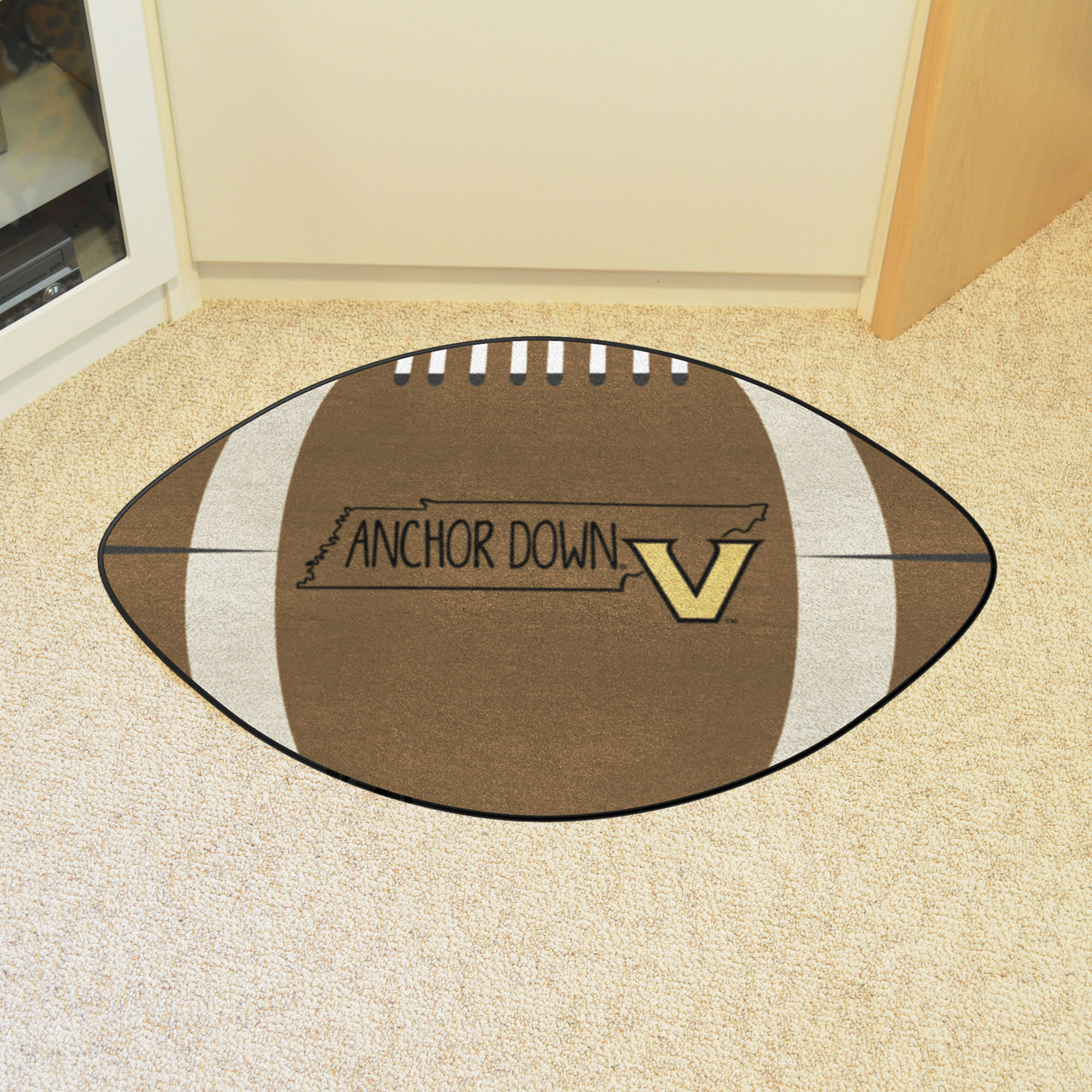 Vanderbilt Commodores Football Shaped Southern Style Area Rug
