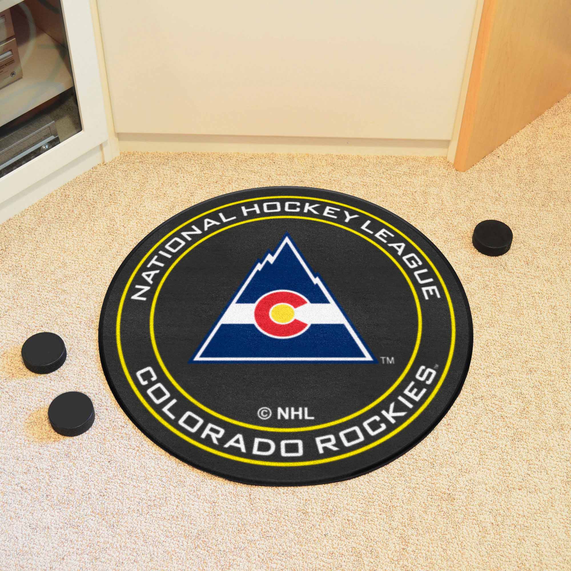 Colorado Rockies Retro Logo Hockey Puck Shaped Area Rug