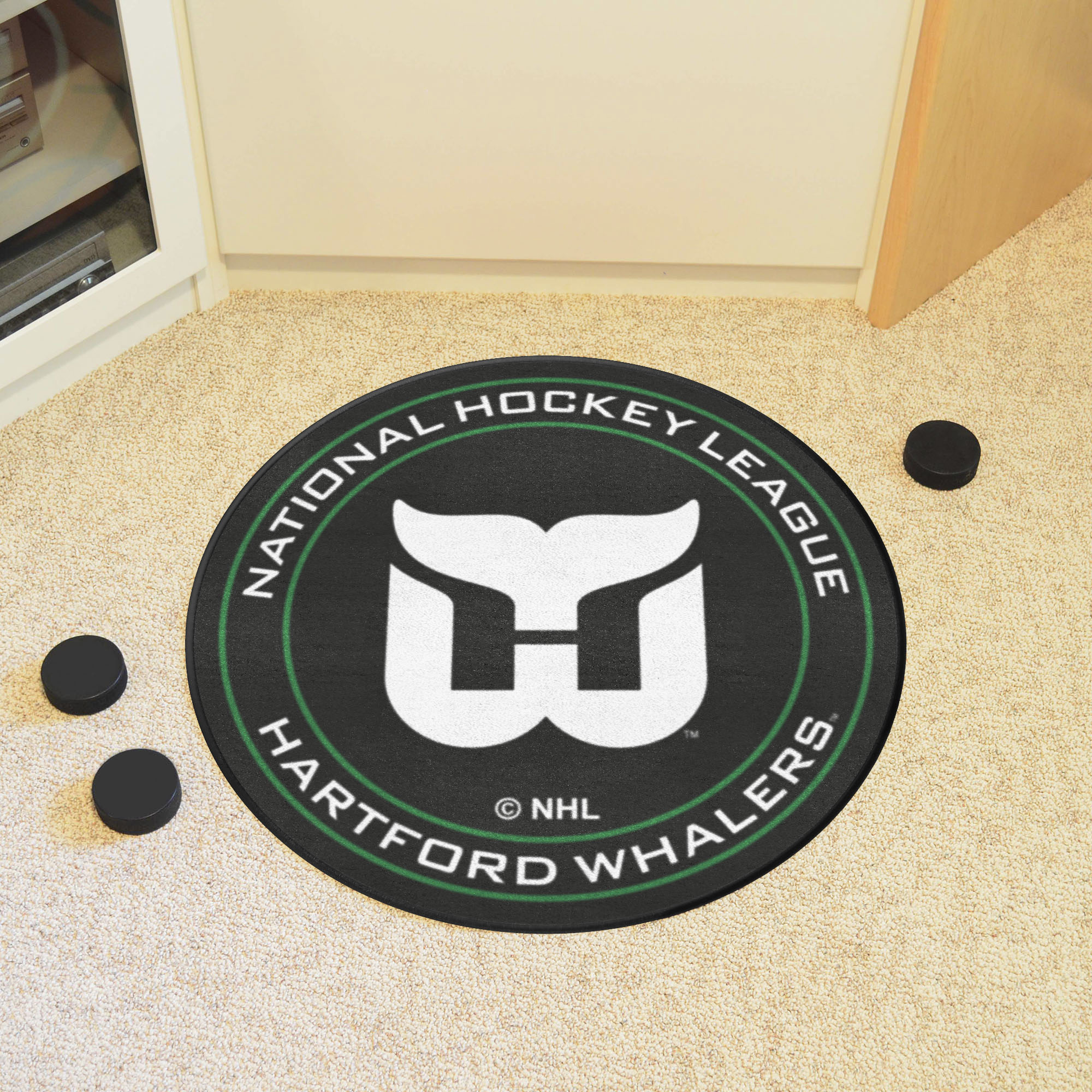 Hartford Whalers Retro Logo Hockey Puck Shaped Area Rug