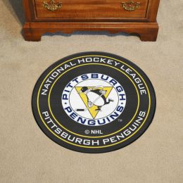 Pittsburgh Penguins Retro Alt Moscot Hockey Puck Shaped Area Rug