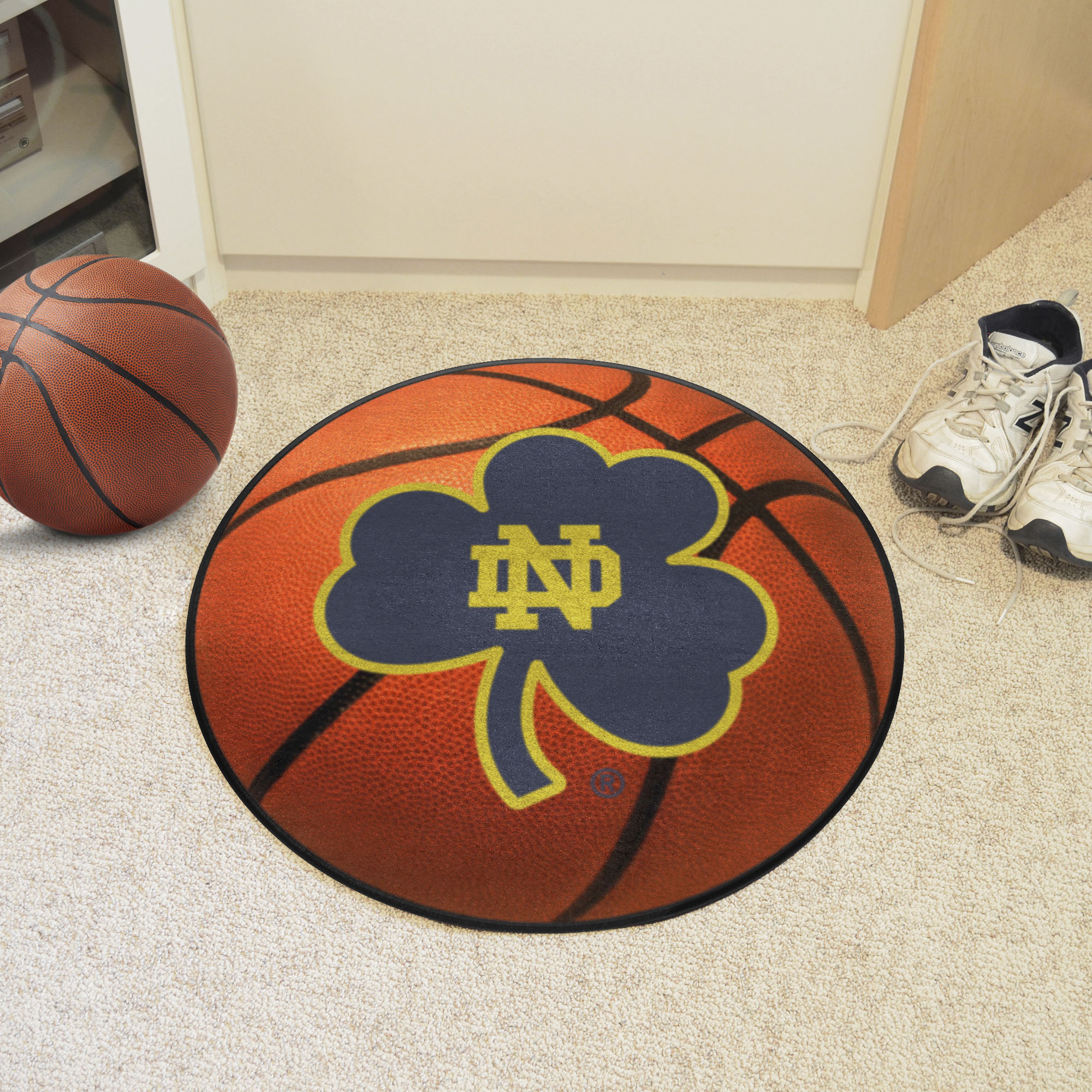 Notre Dame Fighting Irish Logo Basketball Shaped Area Rug