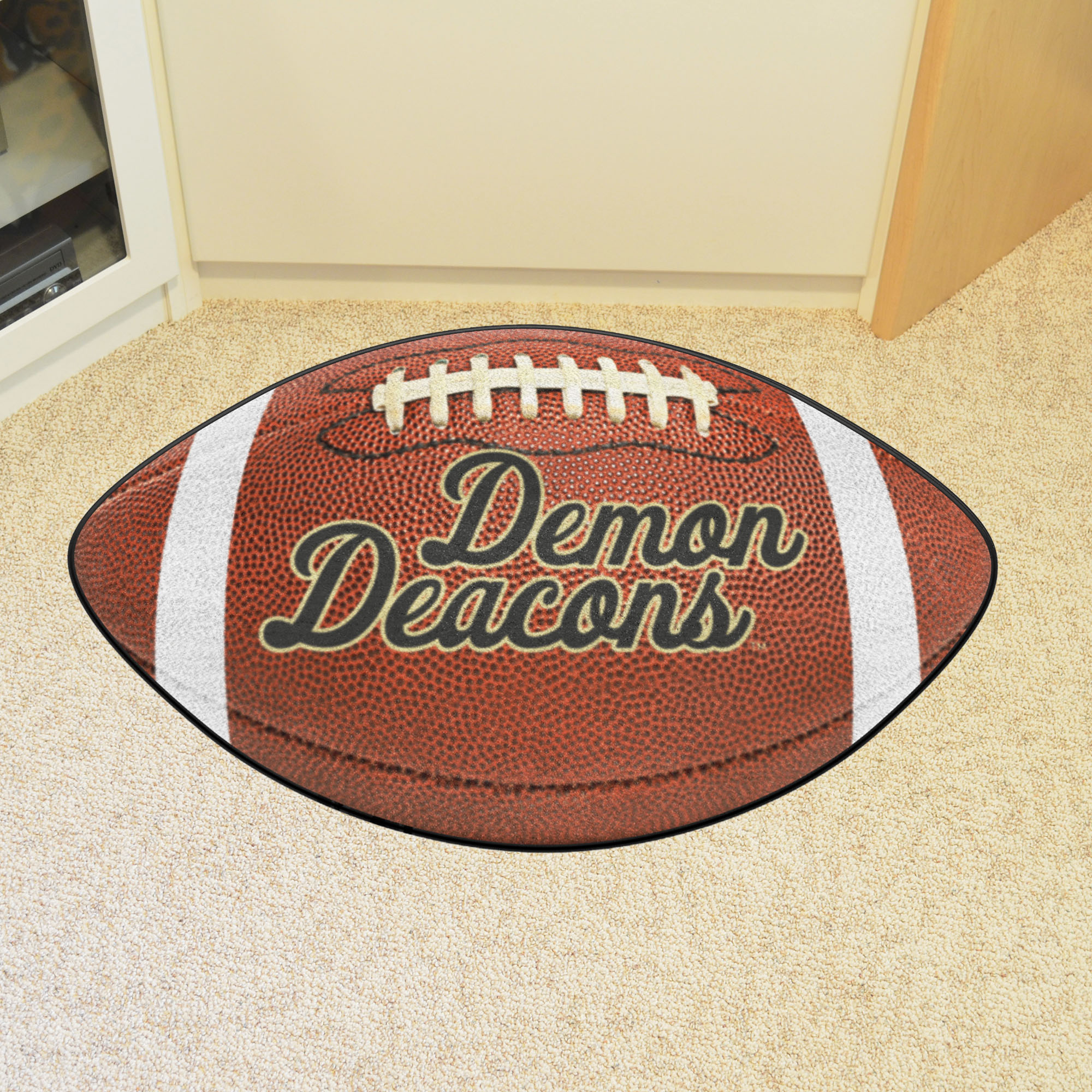 Wake Forest Demon Deacons Logo Football Shaped Area Rug