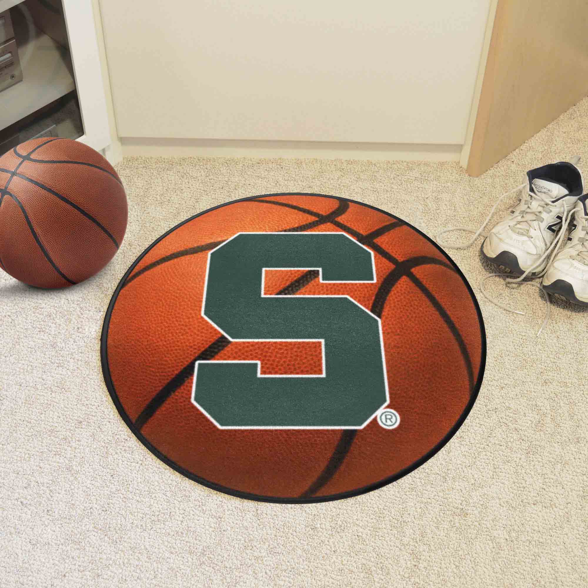 Michigan State Spartans Alt Logo Basketball Shaped Area Rug