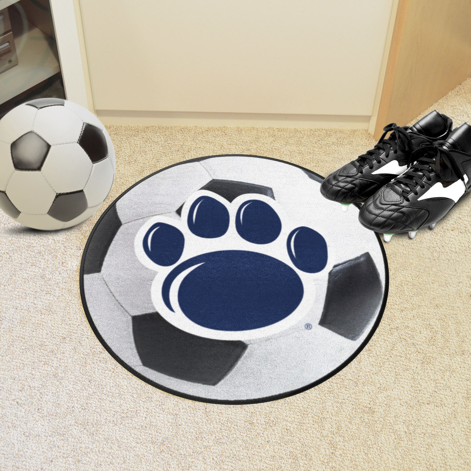Penn State Nittany Lions Alt Logo Soccer Ball Shaped Area Rug