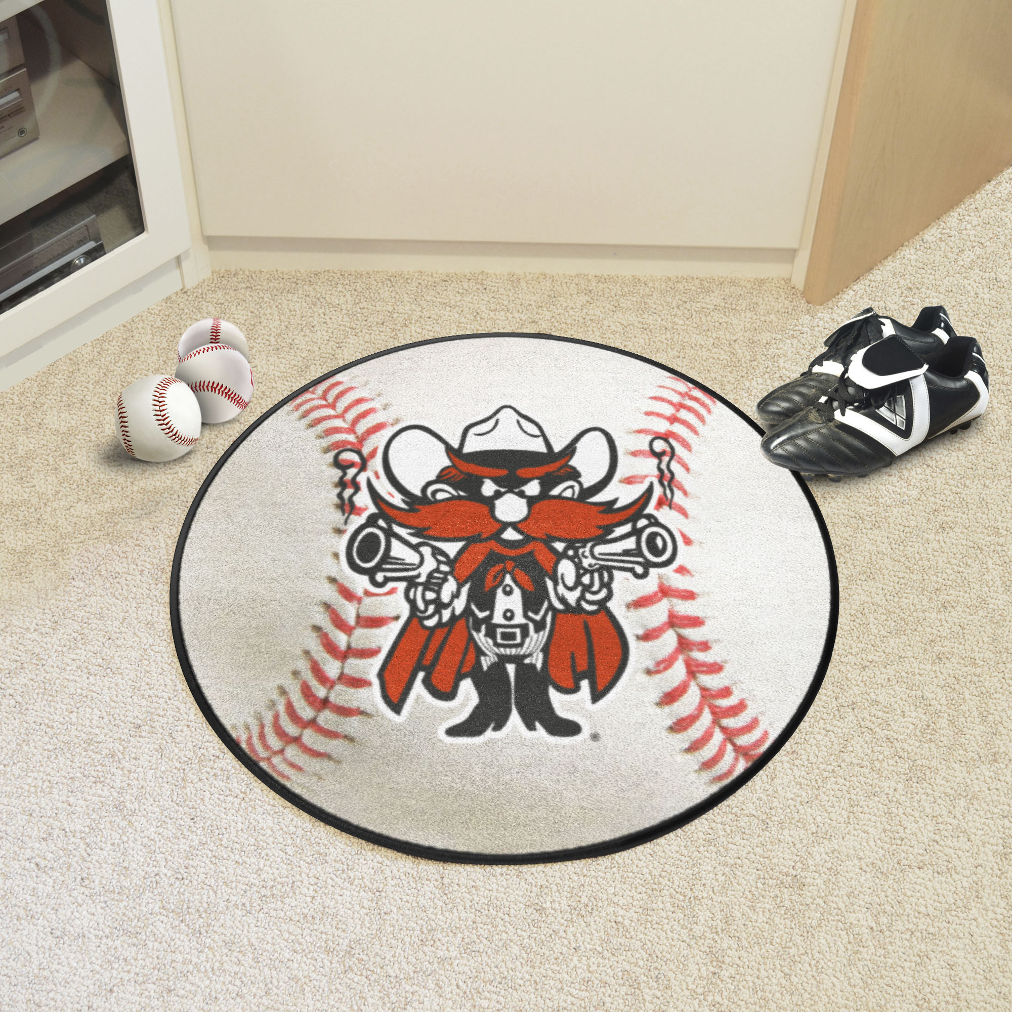 Texas Tech Red Raiders Alt Red Logo Baseball Shaped Area Rug
