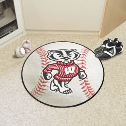 Wisconsin Badgers Alt Logo Baseball Shaped Area Rug