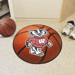Wisconsin Badgers Alt Logo Basketball Shaped Area Rug
