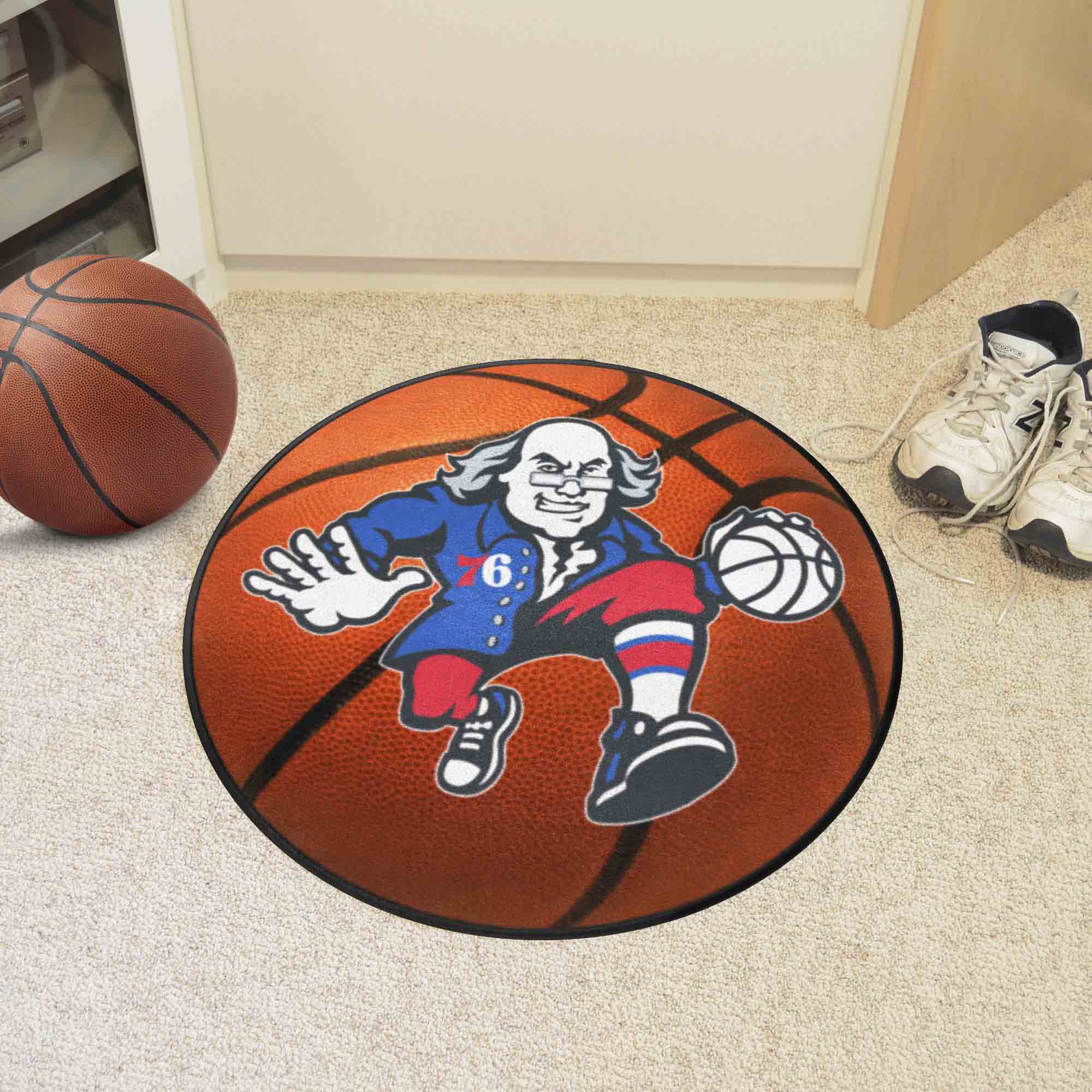 Philadelphia 76ers Basketball Shaped Alt Logo Area Rug