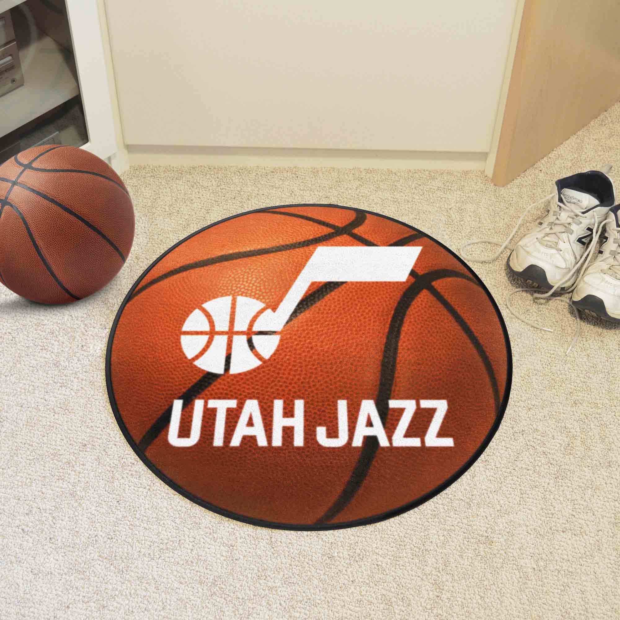 Utah Jazz Basketball Shaped Wordmark Area Rug