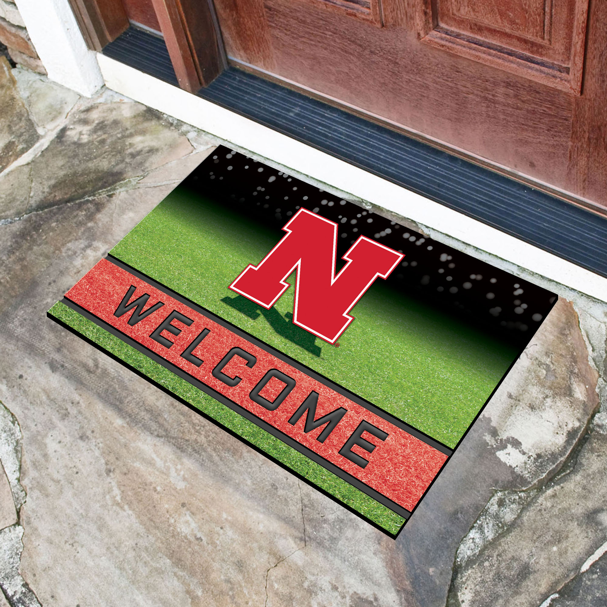 Nebraska  University Flocked Rubber Doormat - 18 x 30