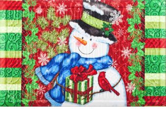 Hatch Embossed Starry Night Snowman Doormat - 19 x 30