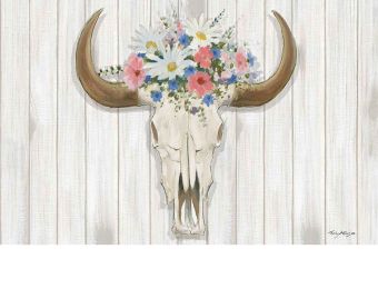 Indoor & Outdoor Steer Floral Insert Doormat - 18 x 30