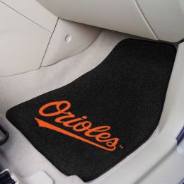 Baltimore Orioles 2pc Carpet Car Mat Set â€“ 17 x 27 (Field & Logo: Logo or Mascot)