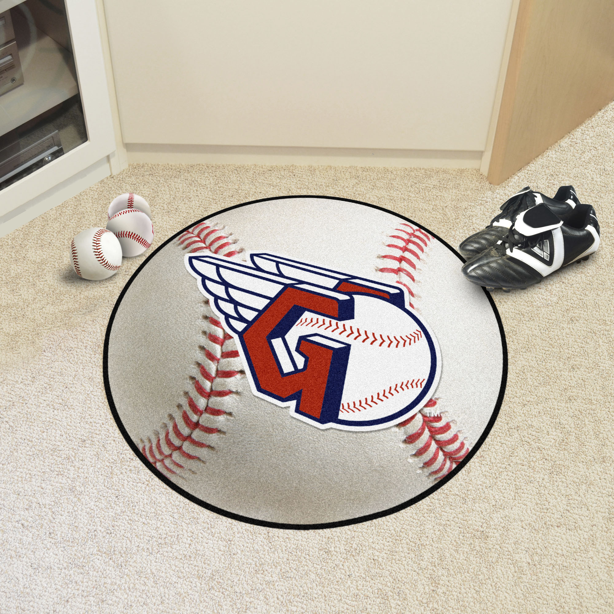 Cleveland Guardians Baseball Shaped Area Rug â€“ 22 x 35 (Field & Logo: Logo or Mascot)