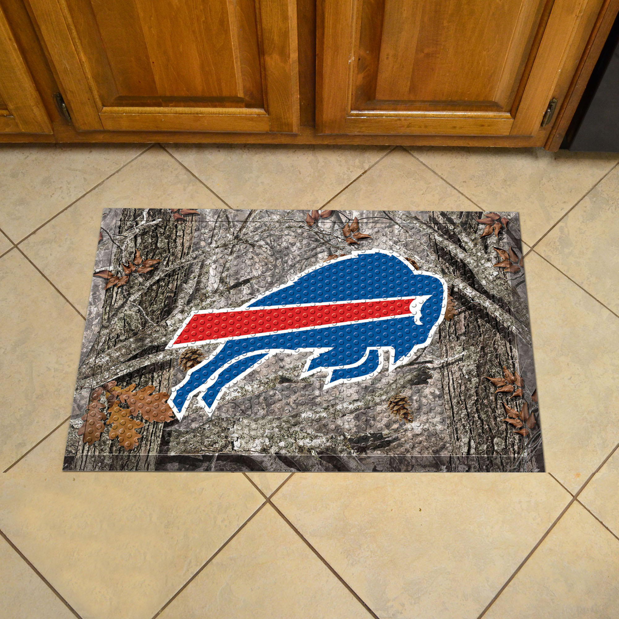 Buffalo Bills Scrapper Doormat - 19 x 30 rubber (Field & Logo: Camo & Logo)